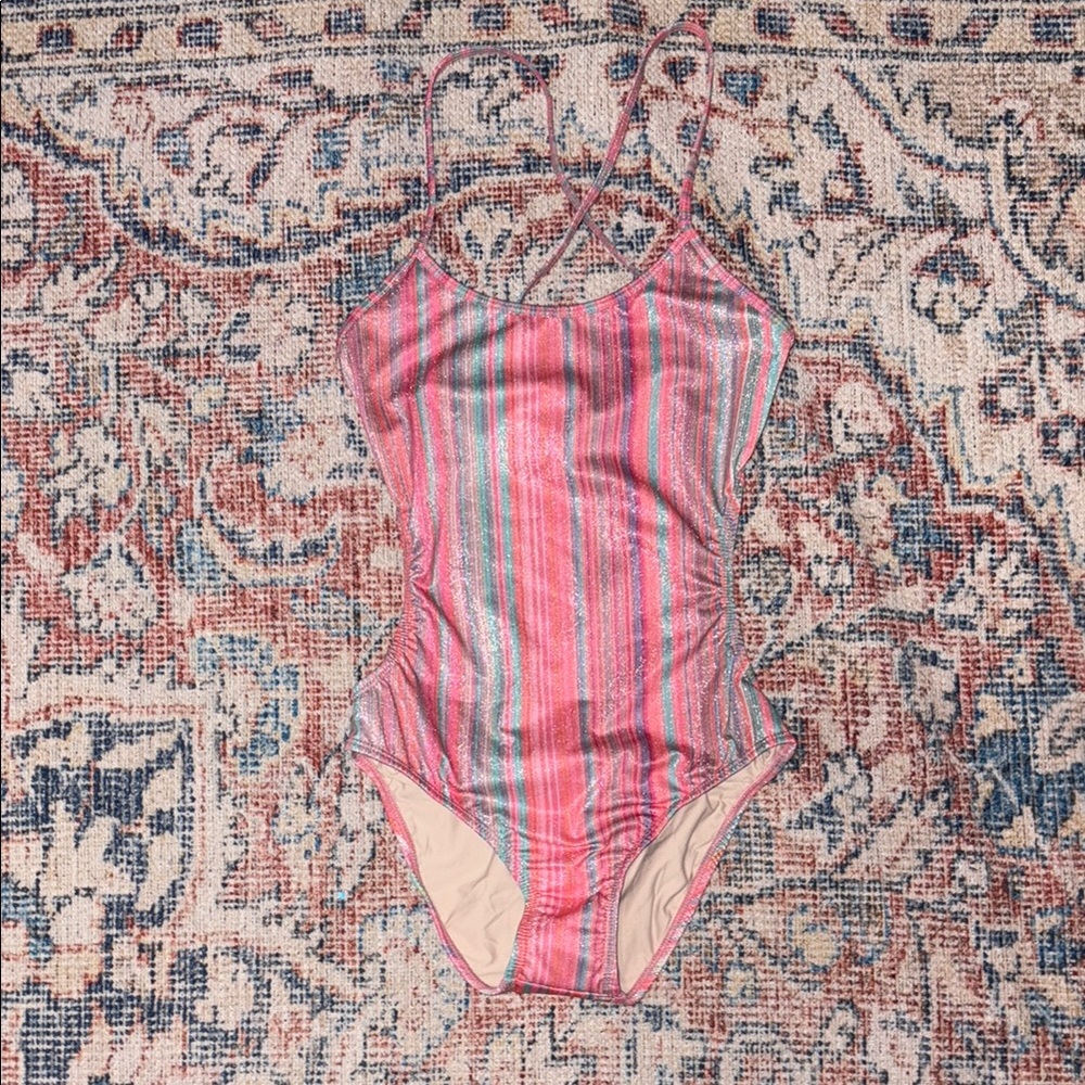 PQ Swim Little Girls Ayah Cutout One Piece Swimsuit SZ 12 NWT - Picture 2 of 4